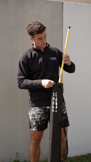 Liam packing Fezz X stair rods into the carry bag