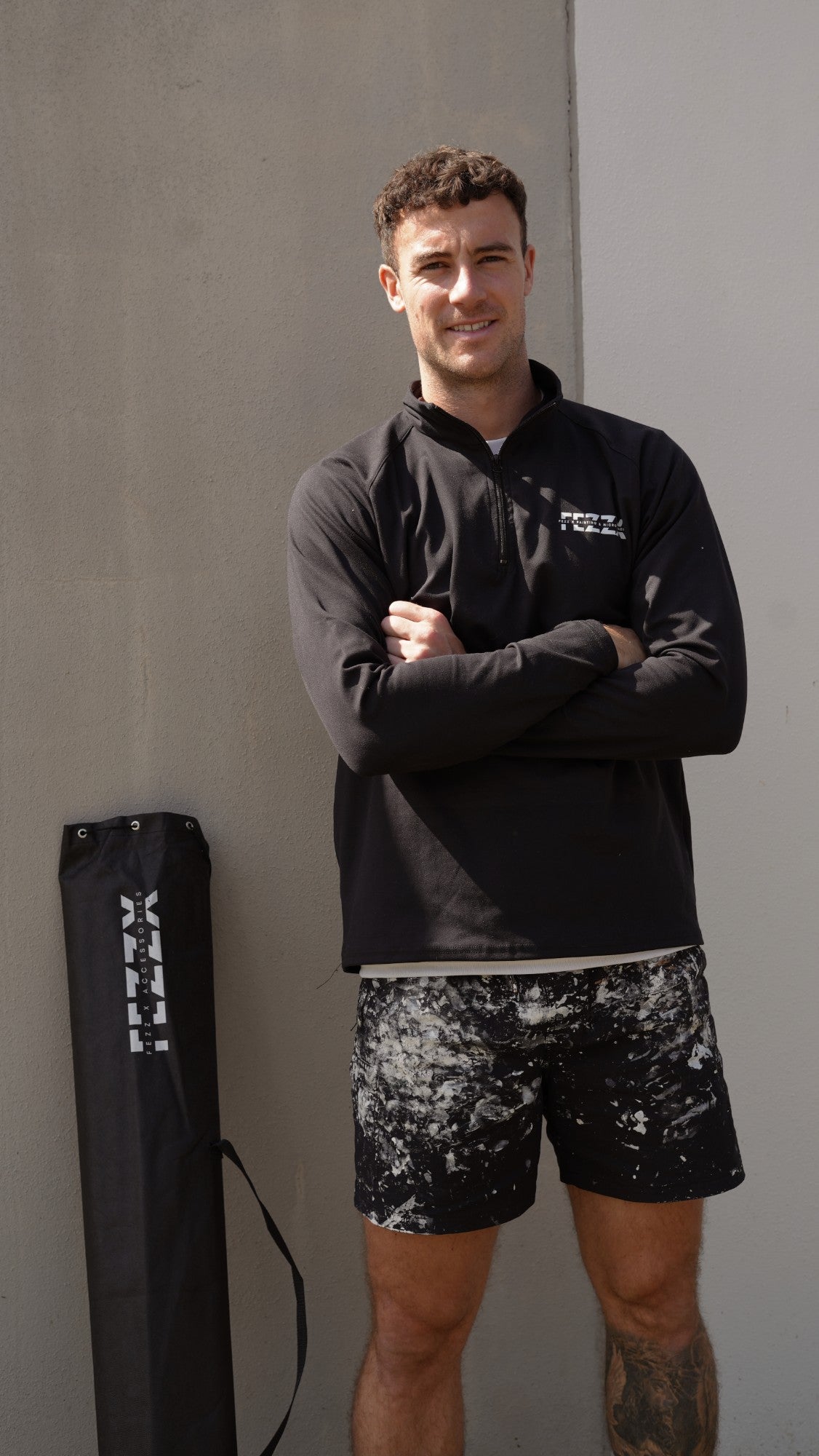 Liam Goulding with the Fezz X stair rods bag